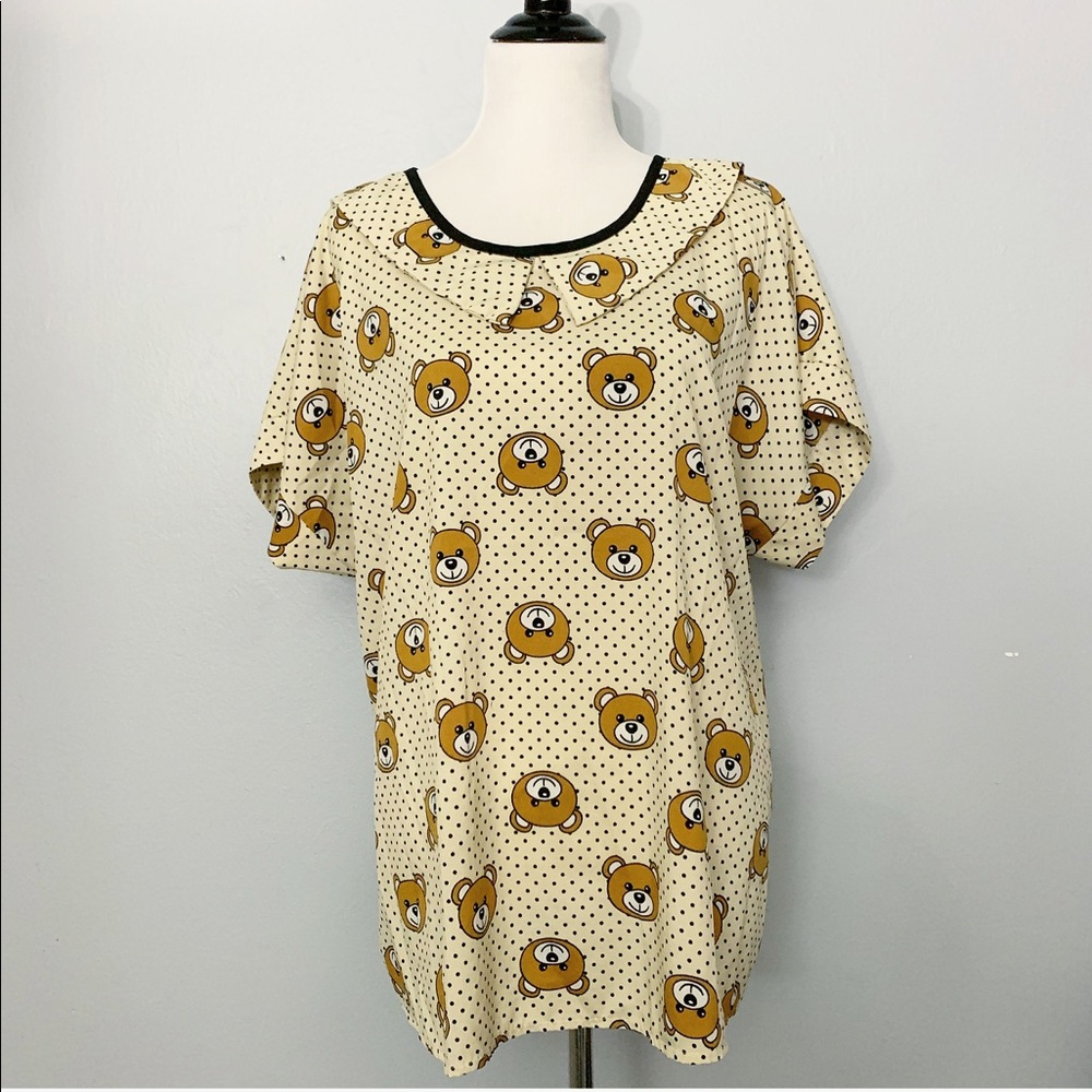 Cute bear polka dot collar blouse